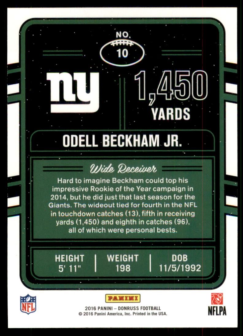 2016 Donruss Production Line Yards Holo #10 Odell Beckham Jr.