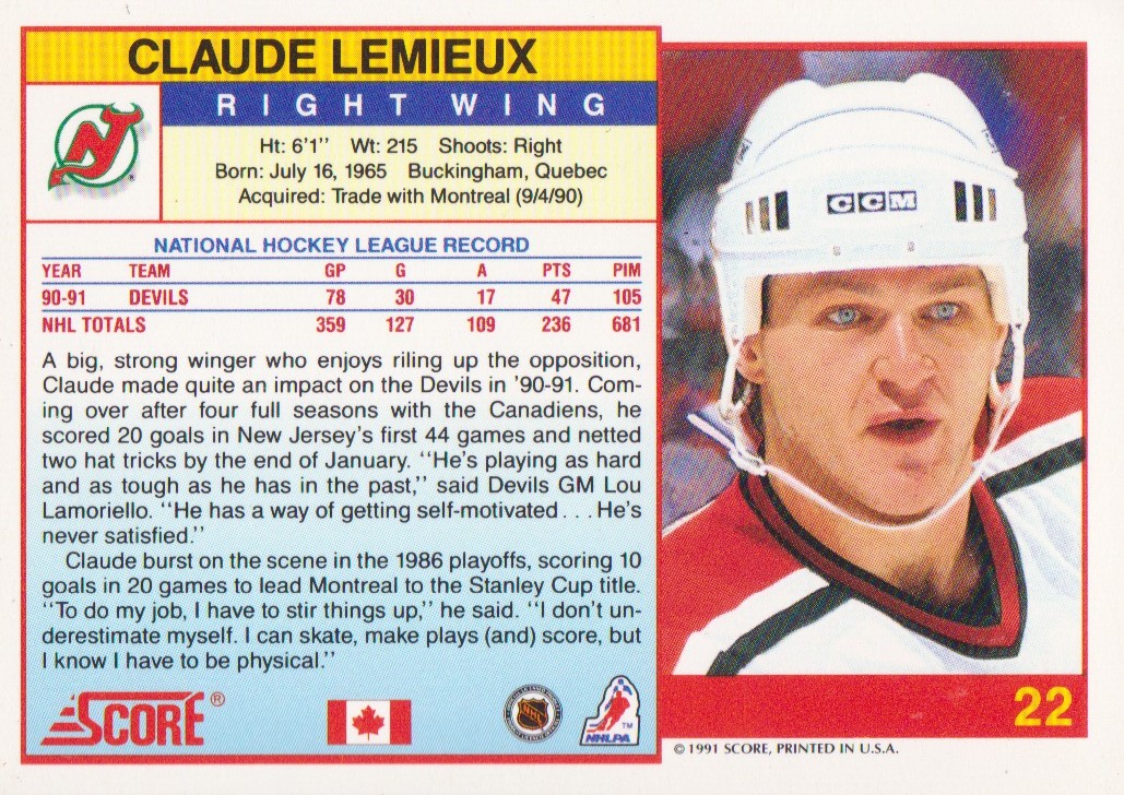 1991 92 Score Canadian English Hockey Base Cards 1 274 Pick From List EBay