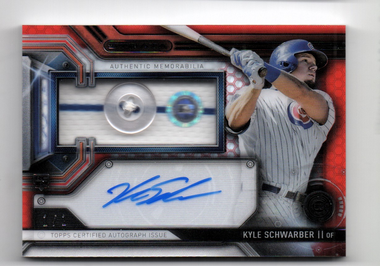 2016 Topps Strata Clearly Authentic Autograph Relics Red Button #CAARKS Kyle Schwarber