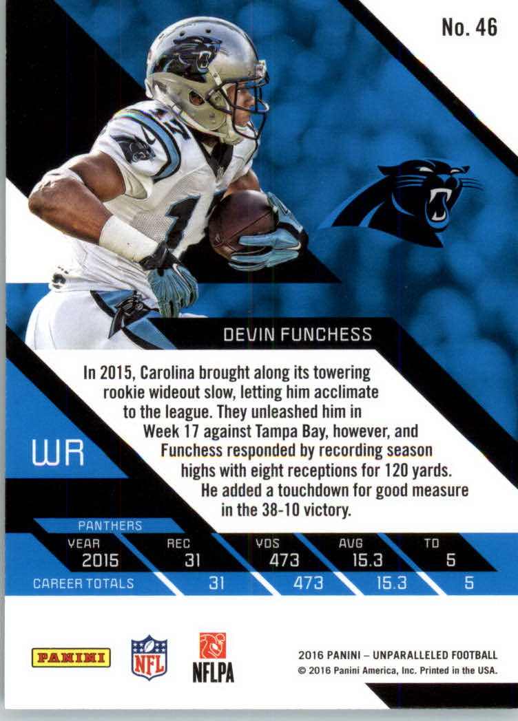 2016 Panini Unparalleled Teal #46 Devin Funchess back image
