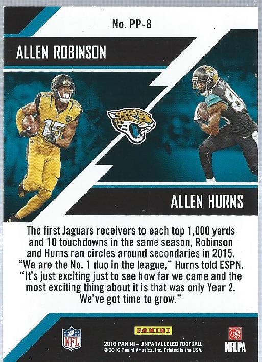 2016 Panini Unparalleled Perfect Pairs Red #8 Allen Hurns/Allen Robinson back image