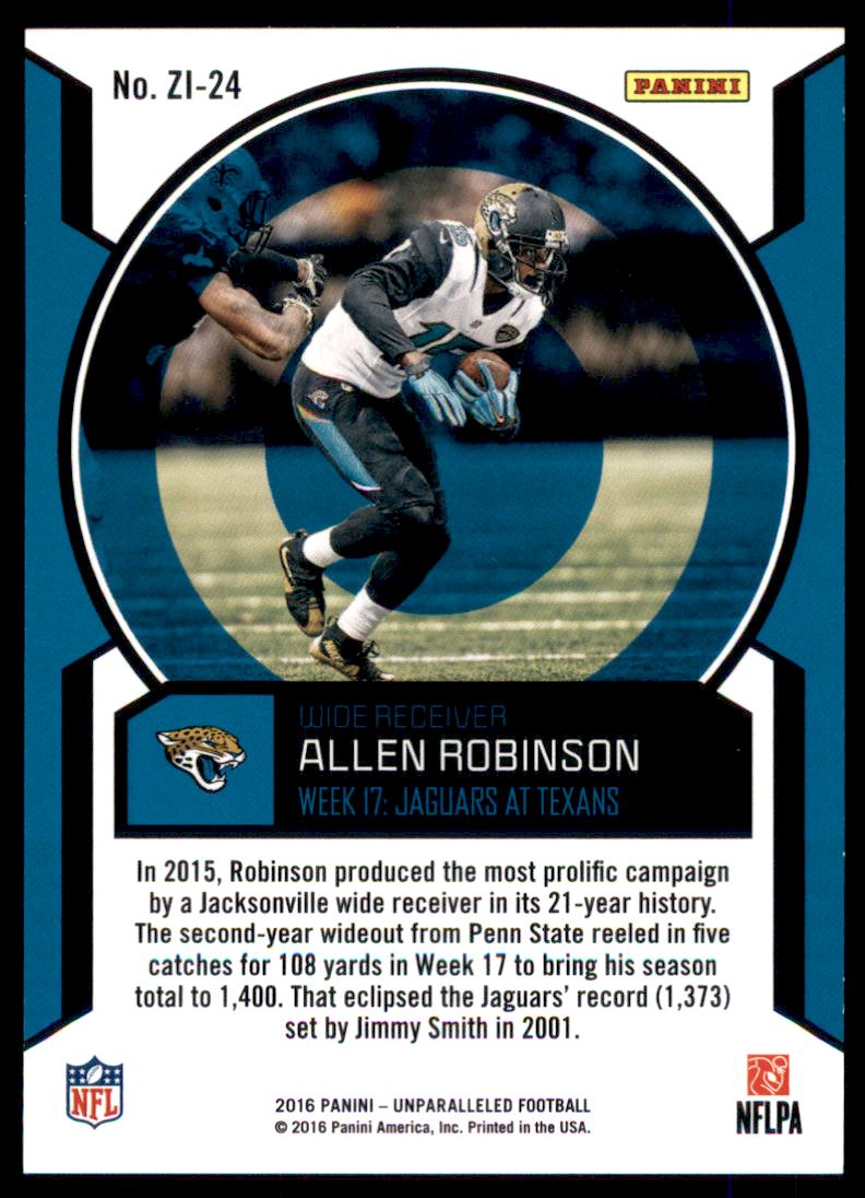 2016 Panini Unparalleled Zoned In Red #24 Allen Robinson back image