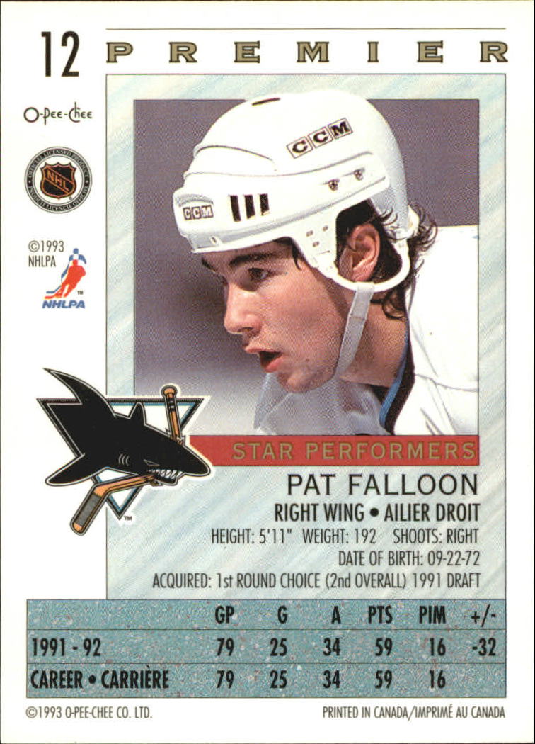 1992-93 OPC Premier Star Performers #12 Pat Falloon - NM-MT