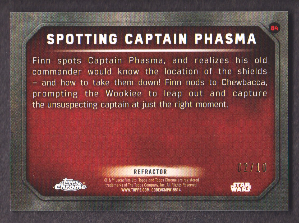 2016 Topps Chrome Star Wars The Force Awakens Pulsar Refractors #84 Spotting Captain Phasma back image