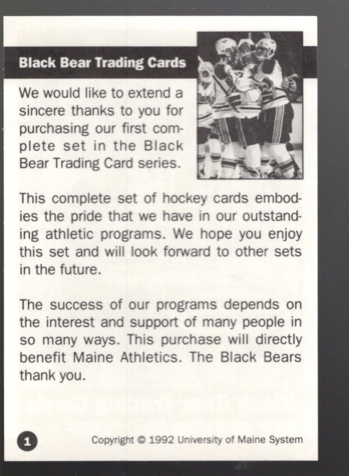B7156- 1992-93 Maine Black Bears Hockey Cards 1-36 -You Pick- 15+ FREE US SHIP - Picture 3 of 14