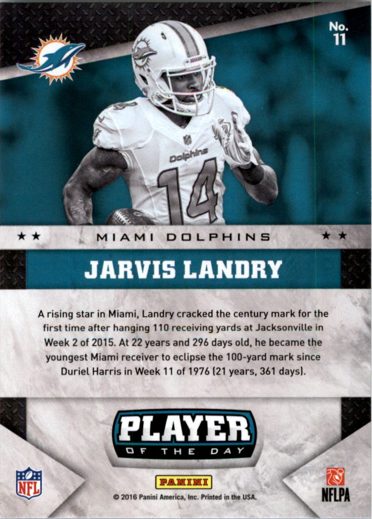 2016 Panini Player of the Day #11 Jarvis Landry back image