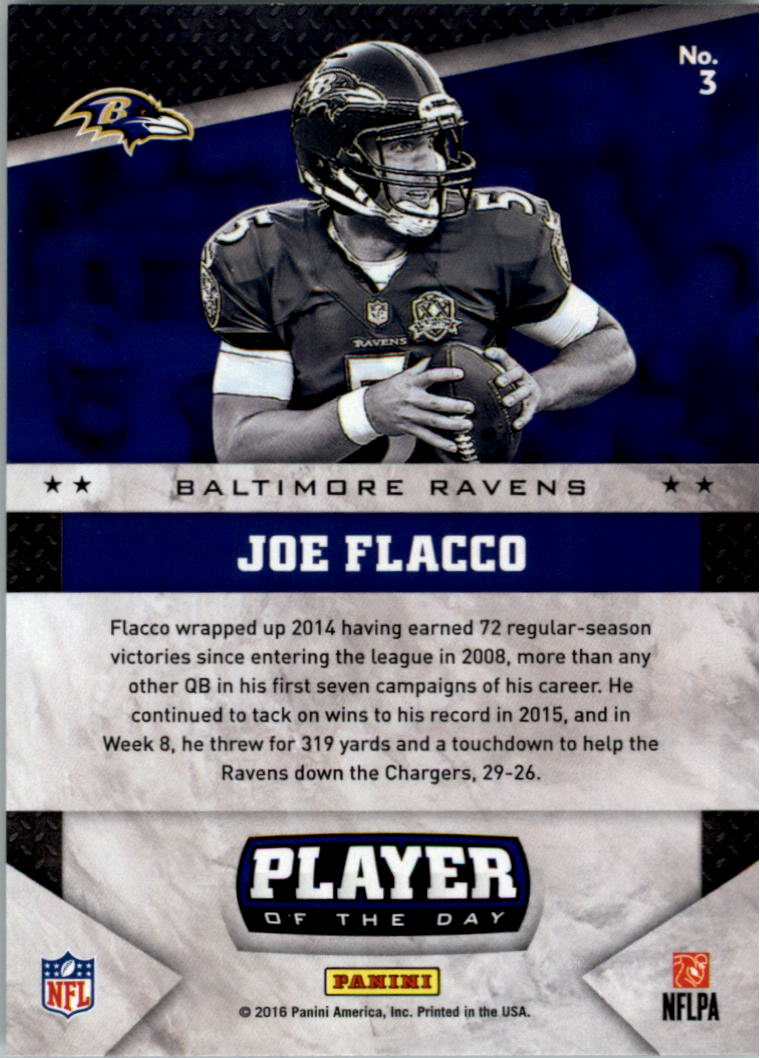 2016 Panini Player of the Day Escher Squares #3 Joe Flacco back image