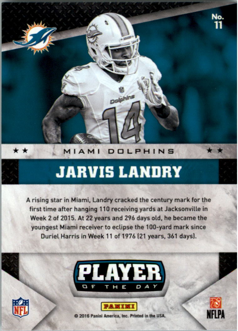 2016 Panini Player of the Day Escher Squares #11 Jarvis Landry back image