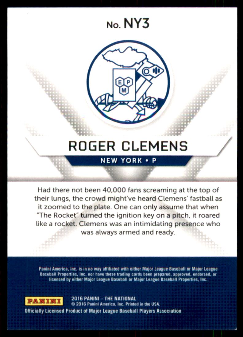 2016 Panini National Convention New York Baseball #3 Roger Clemens back image