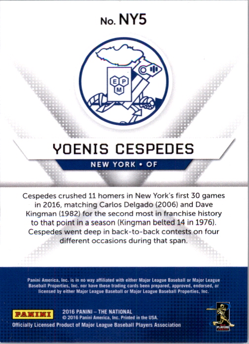 2016 Panini National Convention New York Baseball Wedges #5 Yoenis Cespedes back image