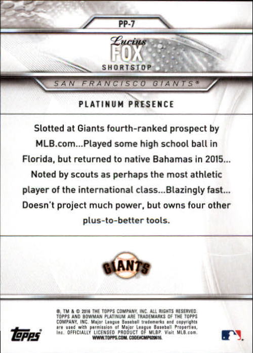 2016 Bowman Platinum Platinum Presence #PP7 Lucius Fox