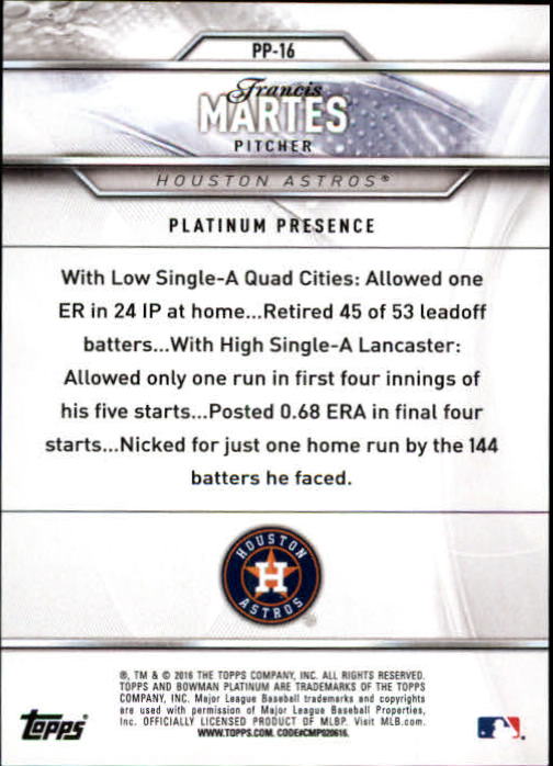 2016 Bowman Platinum Platinum Presence #PP16 Francis Martes