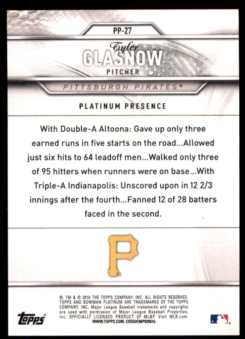 2016 Bowman Platinum Platinum Presence #PP27 Tyler Glasnow