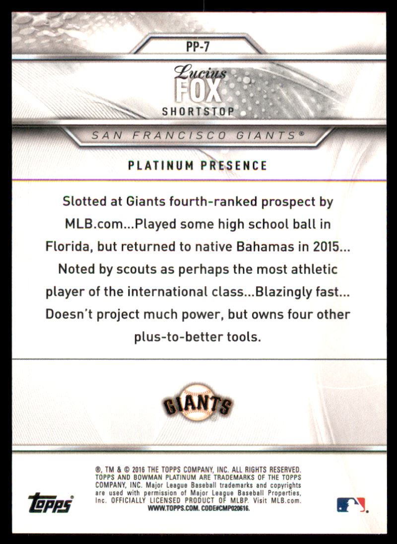 2016 Bowman Platinum Platinum Presence Green #PP7 Lucius Fox