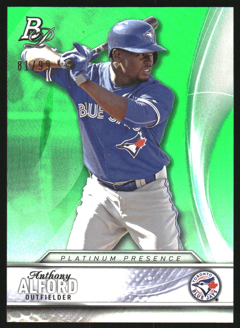 2016 Bowman Platinum Platinum Presence Green #PP24 Anthony Alford