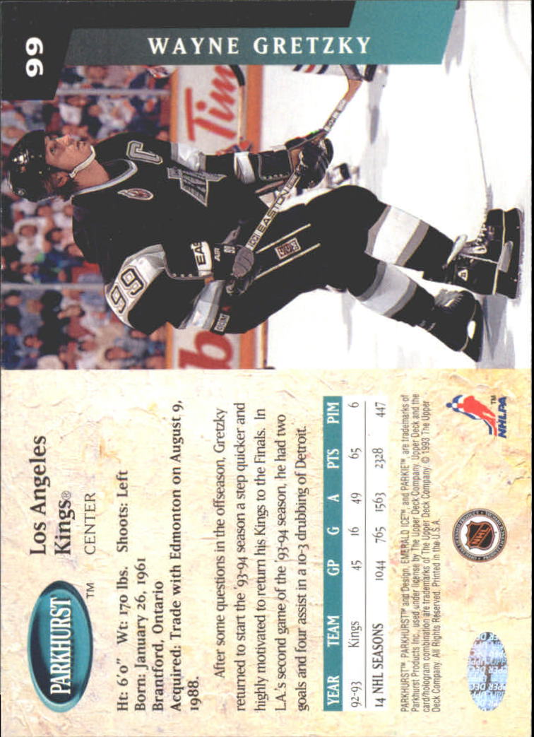 1993-94 Parkhurst #99 Wayne Gretzky back image