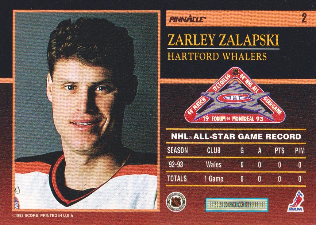 1993-94 Pinnacle All-Stars #2 Zarley Zalapski back image