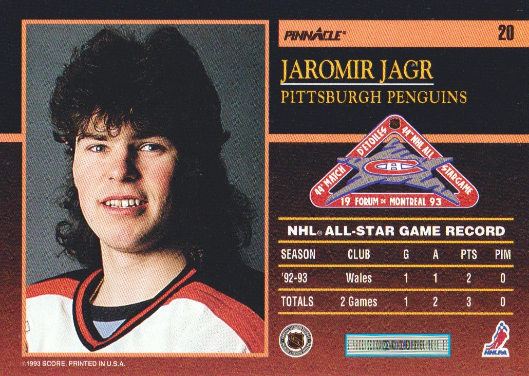1993-94 Pinnacle All-Stars #20 Jaromir Jagr back image