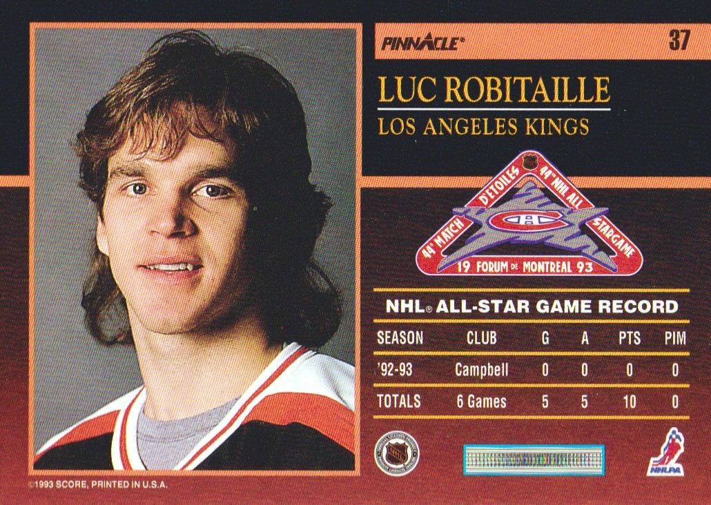 1993-94 Pinnacle All-Stars #37 Luc Robitaille back image