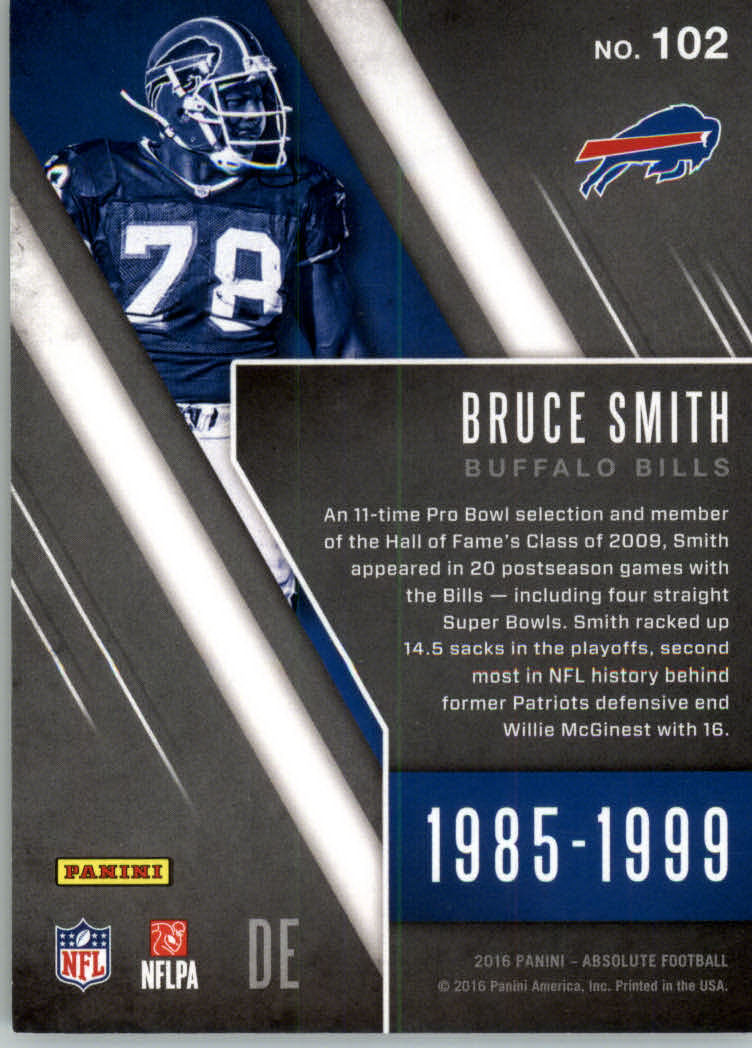 2016 Absolute #102 Bruce Smith back image
