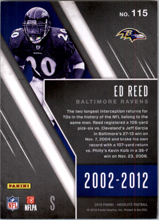 2016 Absolute #115 Ed Reed back image