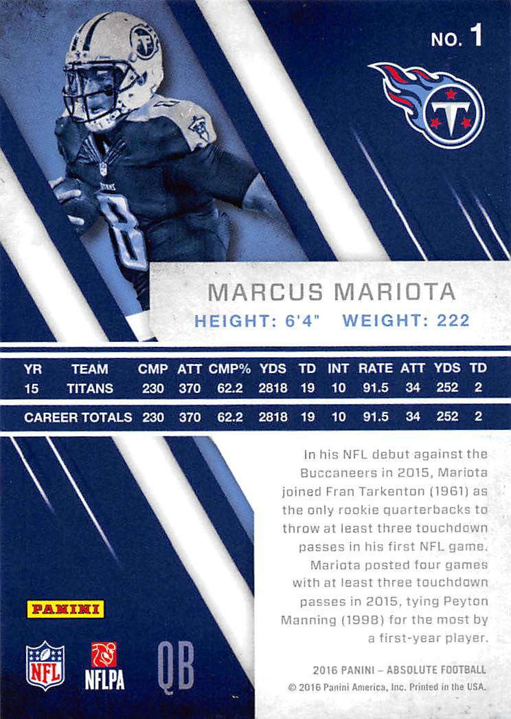 2016 Absolute Spectrum Red #1 Marcus Mariota back image