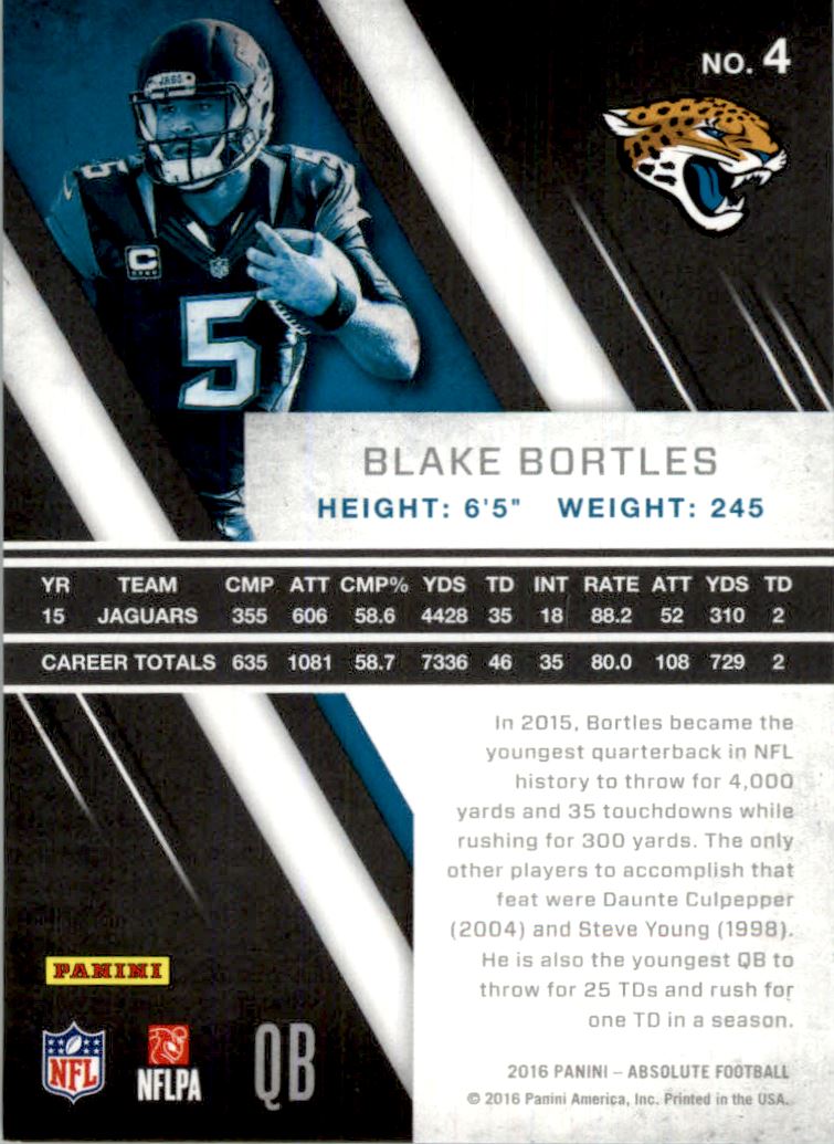 2016 Absolute Spectrum Red #4 Blake Bortles back image