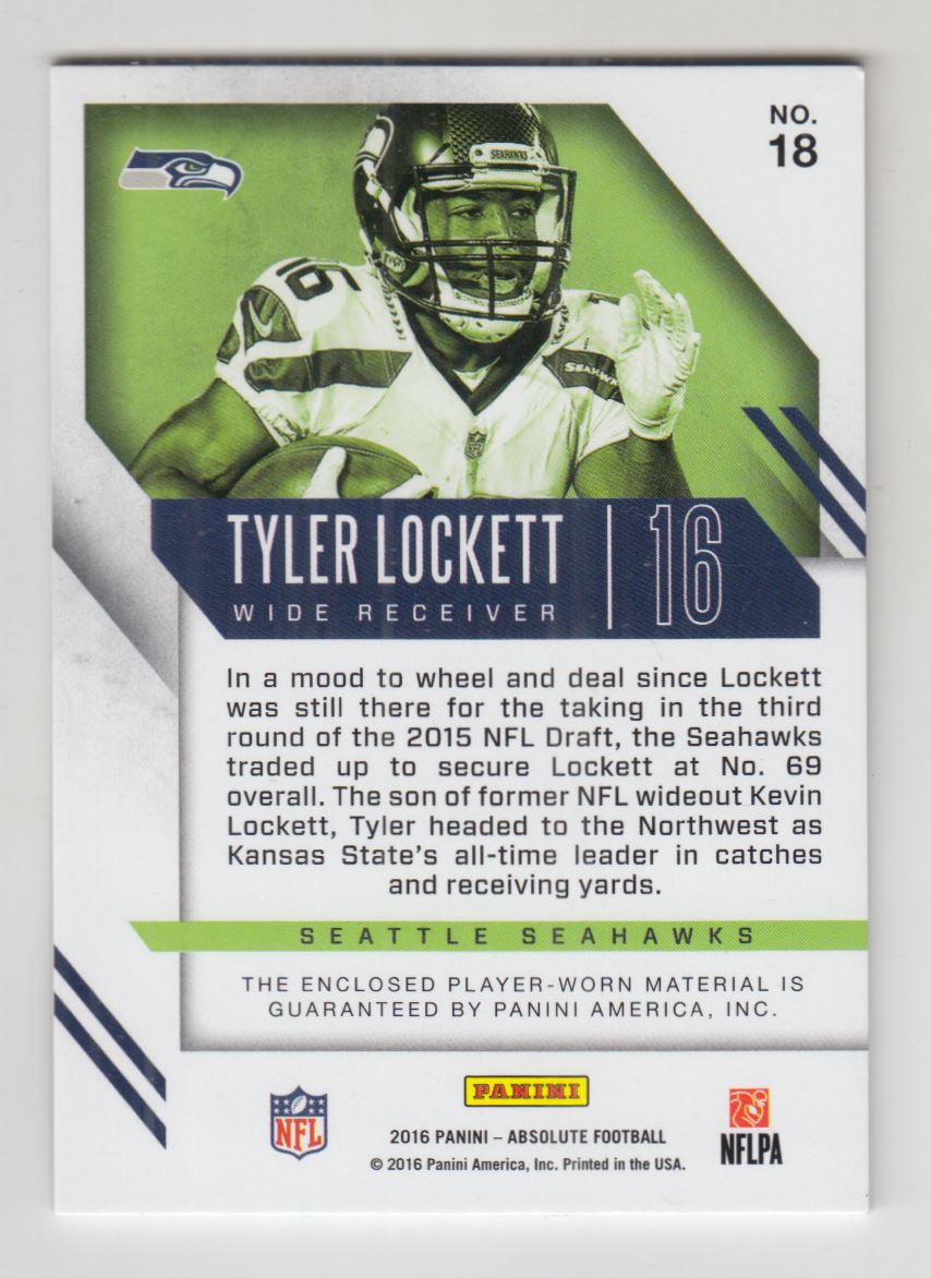 2016 Absolute Jerseys #18 Tyler Lockett/99 back image