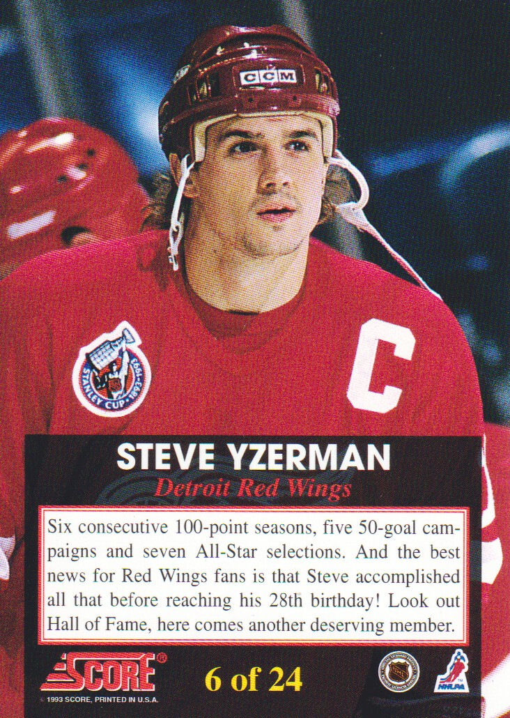 1993-94 Score Franchise #6 Steve Yzerman back image