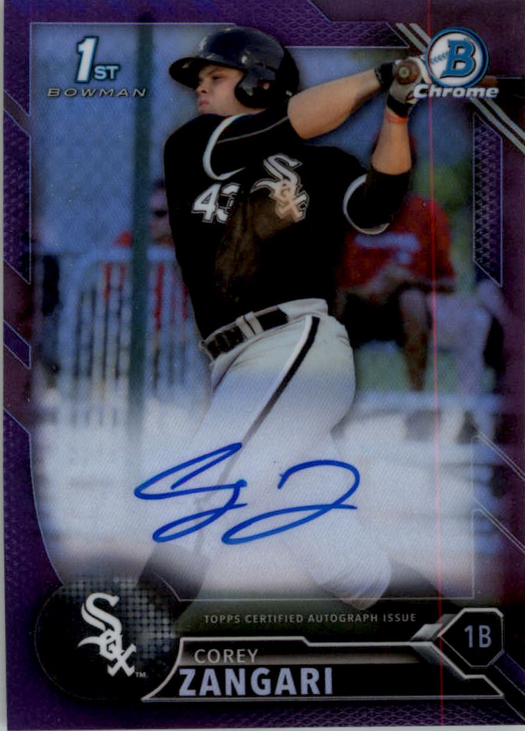 2016 Bowman Chrome Prospect Autographs Purple Refractors #BCAPCZ Corey Zangari