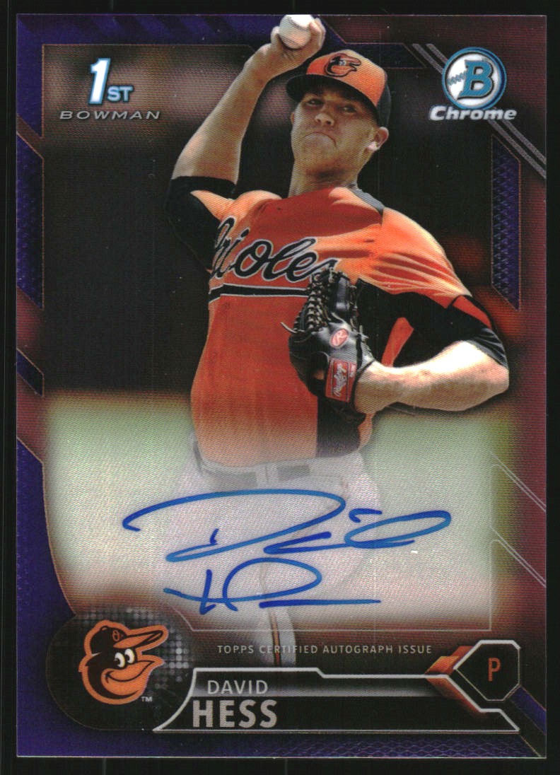 2016 Bowman Chrome Prospect Autographs Purple Refractors #CPADH David Hess