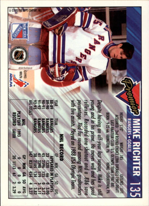 1993-94 Topps Premier Gold #135 Mike Richter