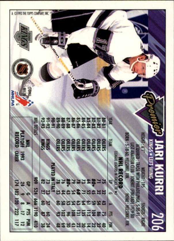 1993-94 Topps Premier Gold #206 Jari Kurri