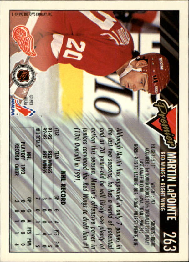 1993-94 Topps Premier Gold #263G Martin Lapointe CL REP