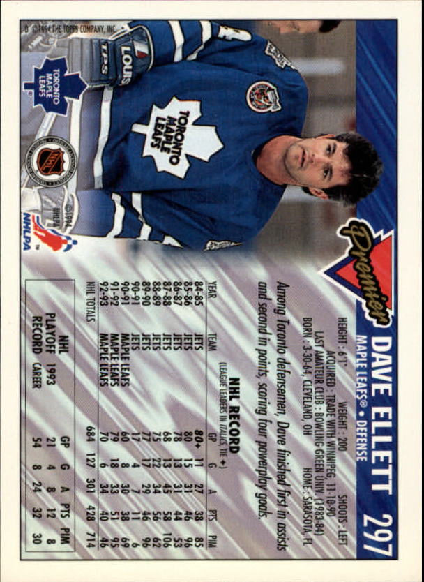 1993-94 Topps Premier Gold #297 Dave Ellett