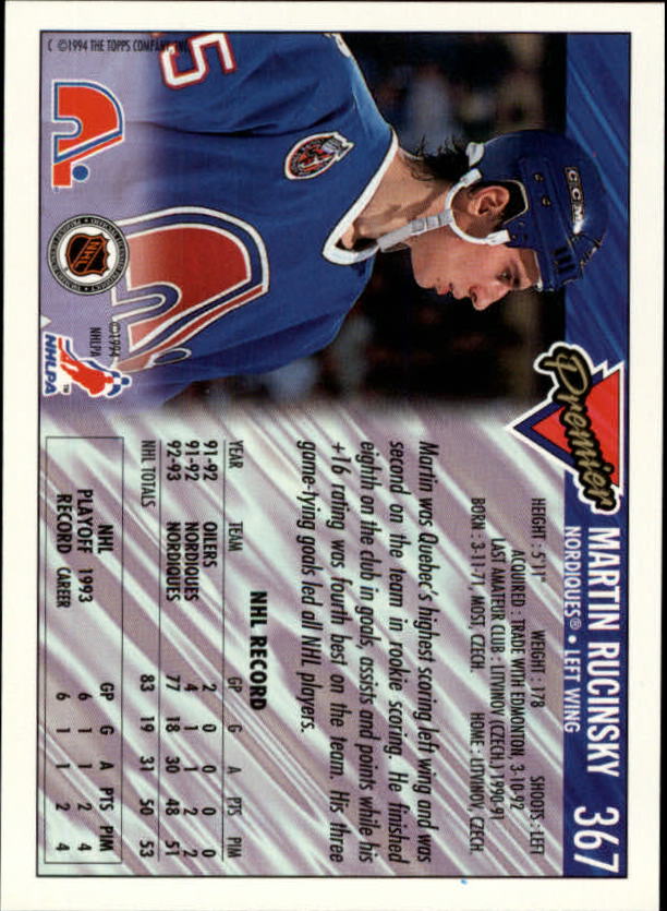 1993-94 Topps Premier Gold #367 Martin Rucinsky