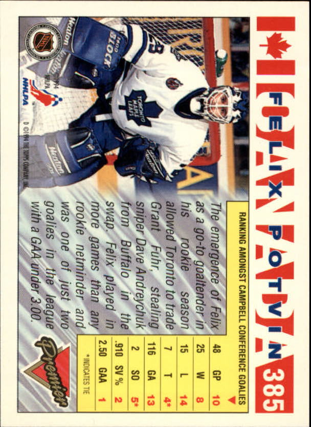 1993-94 Topps Premier Gold #385 Felix Potvin CAN