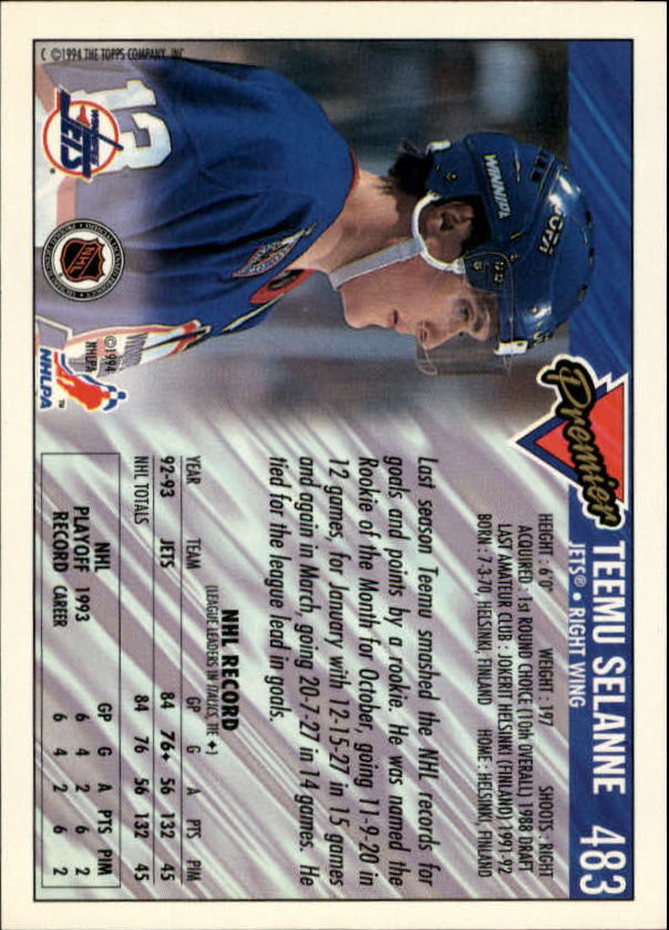 1993-94 Topps Premier Gold #483 Teemu Selanne