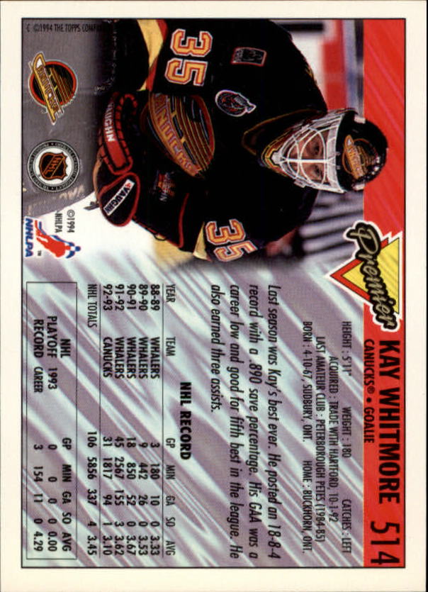 1993-94 Topps Premier Gold #514 Kay Whitmore