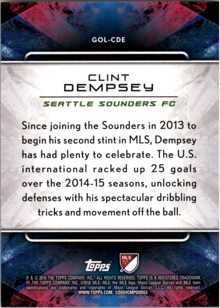 2016 Topps Apex MLS Golazo #GOLCDE Clint Dempsey back image