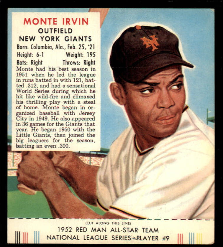 1952 Red Man Reprints #NL9 Monte Irvin
