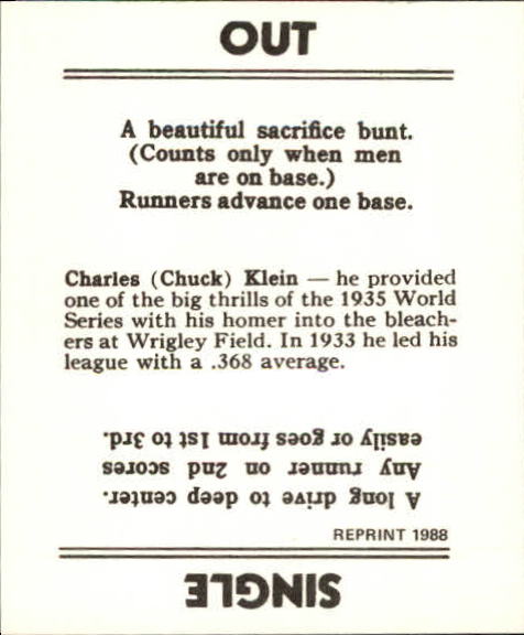 1936 Goudey Black and White '88 Reprints #20 Chuck Klein