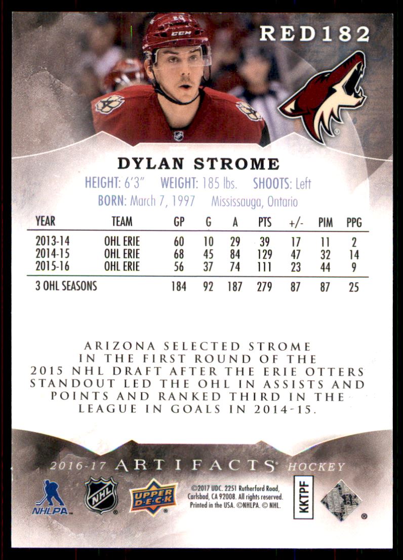 2016-17 Artifacts #182 Dylan Strome RC back image