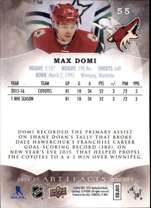 2016-17 Artifacts Ruby #55 Max Domi back image