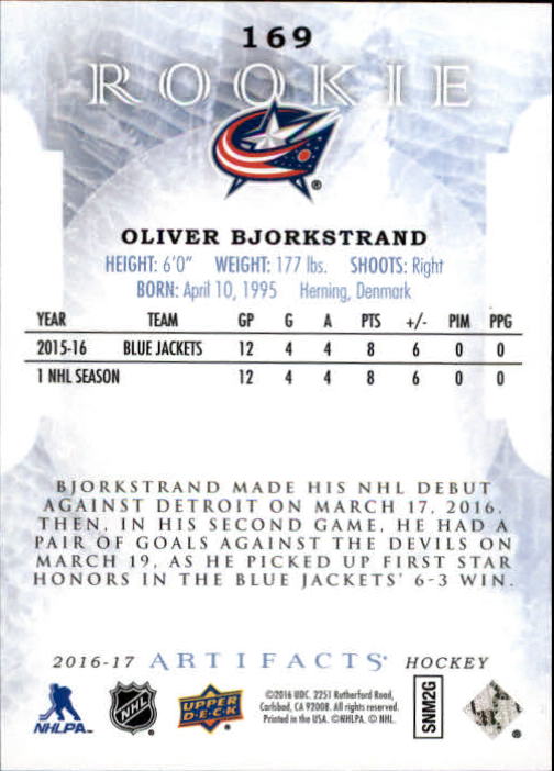 2016-17 Artifacts Ruby #169 Oliver Bjorkstrand