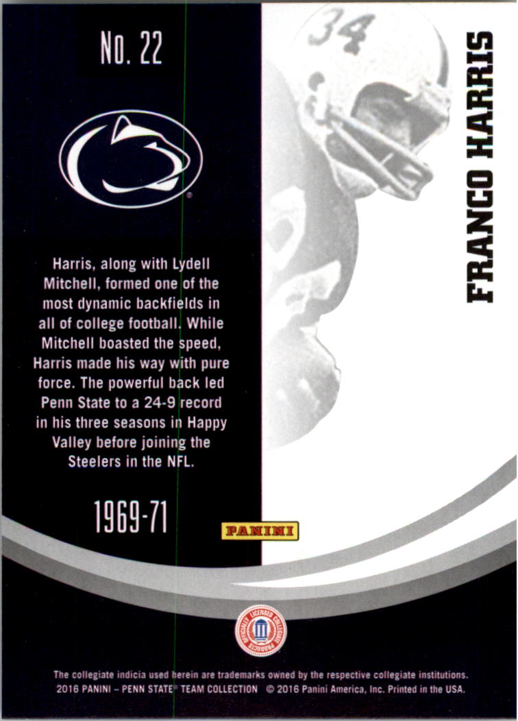 2016 Panini Penn State #22 Franco Harris - NM-MT