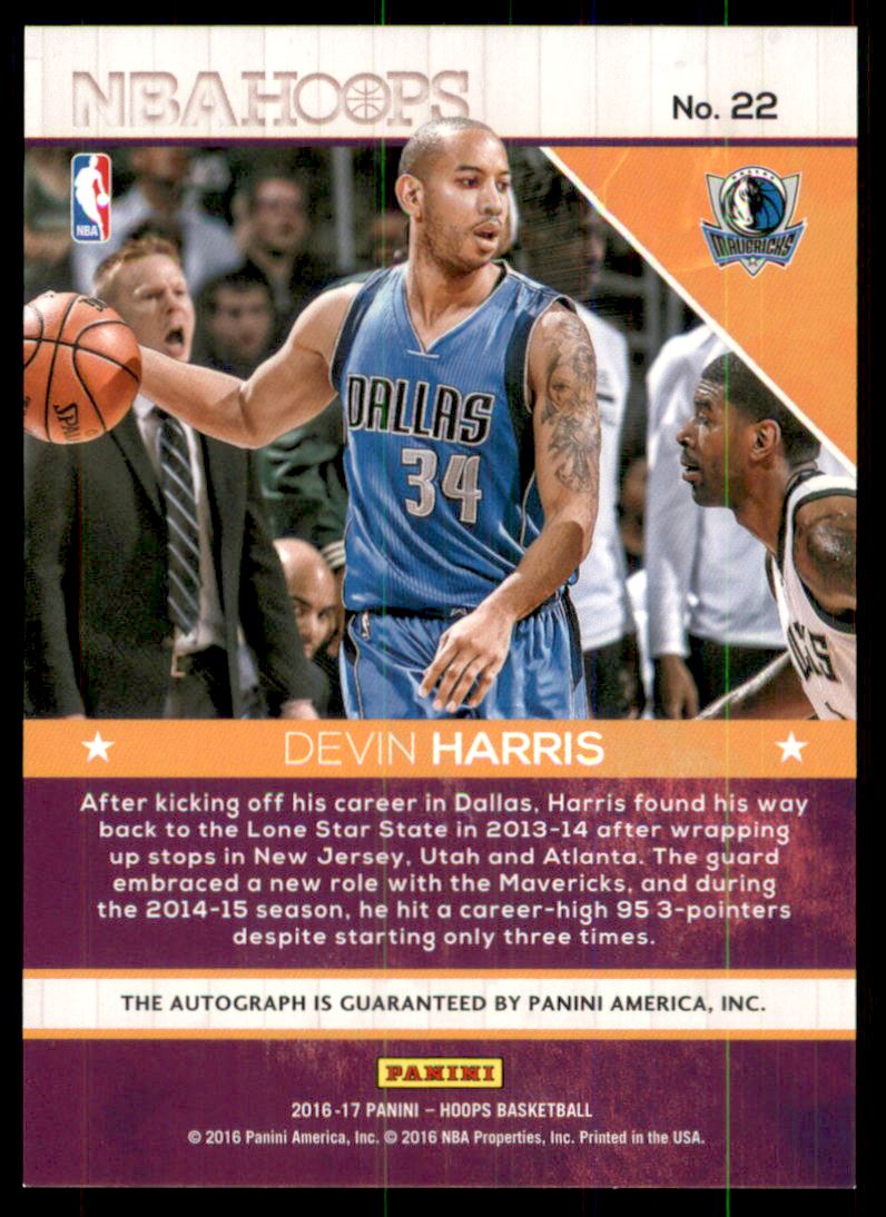 2016-17 Hoops Hot Signatures #22 Devin Harris