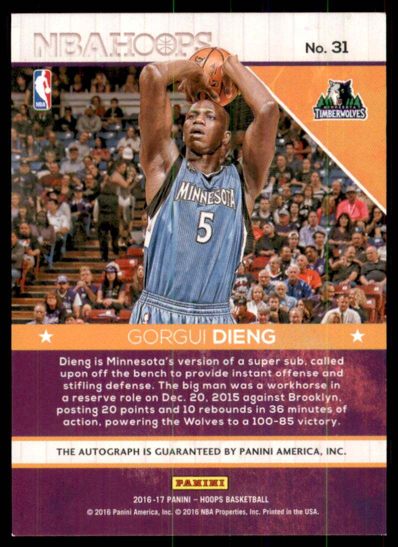 2016-17 Hoops Hot Signatures Red #31 Gorgui Dieng back image