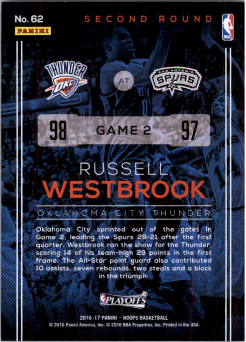 2016-17 Hoops Road to the Finals #62 Russell Westbrook R2 back image