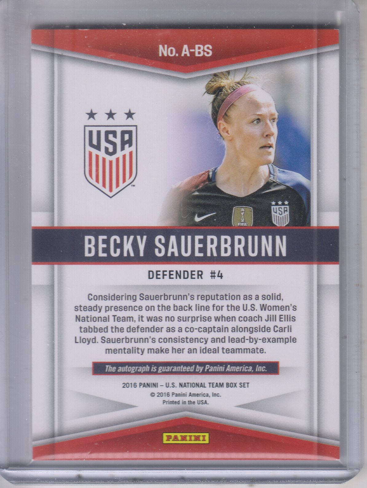 2016 Panini USA Soccer Autographs #ABS Becky Sauerbrunn/99 - NM-MT